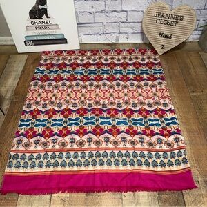 J. McLaughlin Scarf Multicolor Rectangle scarf 100% wool Wrap Shawl Boho